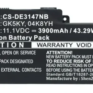 Batteri til 0GK5KY for Dell, 11.1V, 3900 mAh v:2864425 Batteri til 0GK5KY for Dell, 11.1V, 3900 mAh v:2864425
