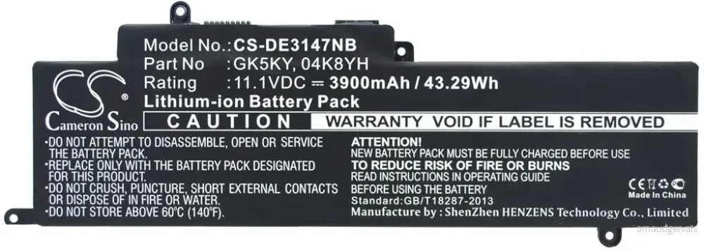 Batteri til Dell Inspiron 3158, 11.1V, 3900 mAh v:3964437