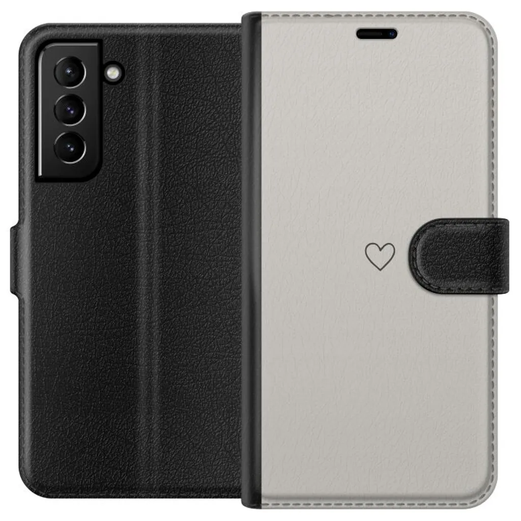 Samsung Galaxy S21+ 5G Sort Lommebokdeksel Grått hjärta v:4151727