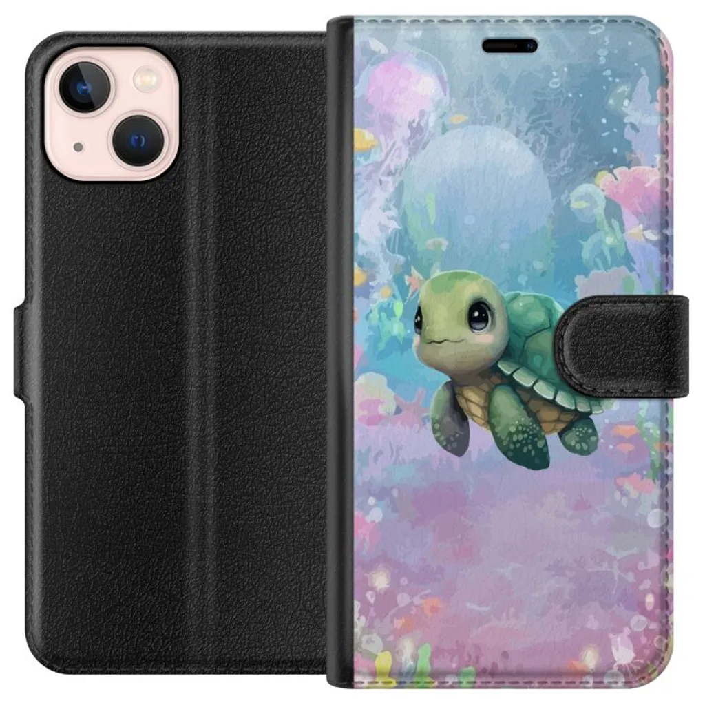Apple iPhone 13 mini Sort Lommebokdeksel Simmande Sköldpadda v:4992333