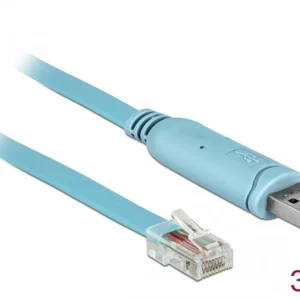 Delock Adapter USB-A 2.0 hann til 1x Seriell RS-232 RJ45 hann 3m – Blå v:2596338