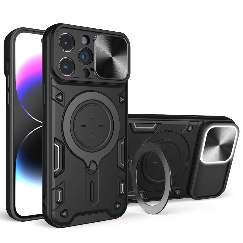 iPhone 15 Pro-deksel med stativ og kamerabeskyttelse – Svart v:8424163 iPhone 15 Pro-deksel med stativ og kamerabeskyttelse – Svart v:8424163