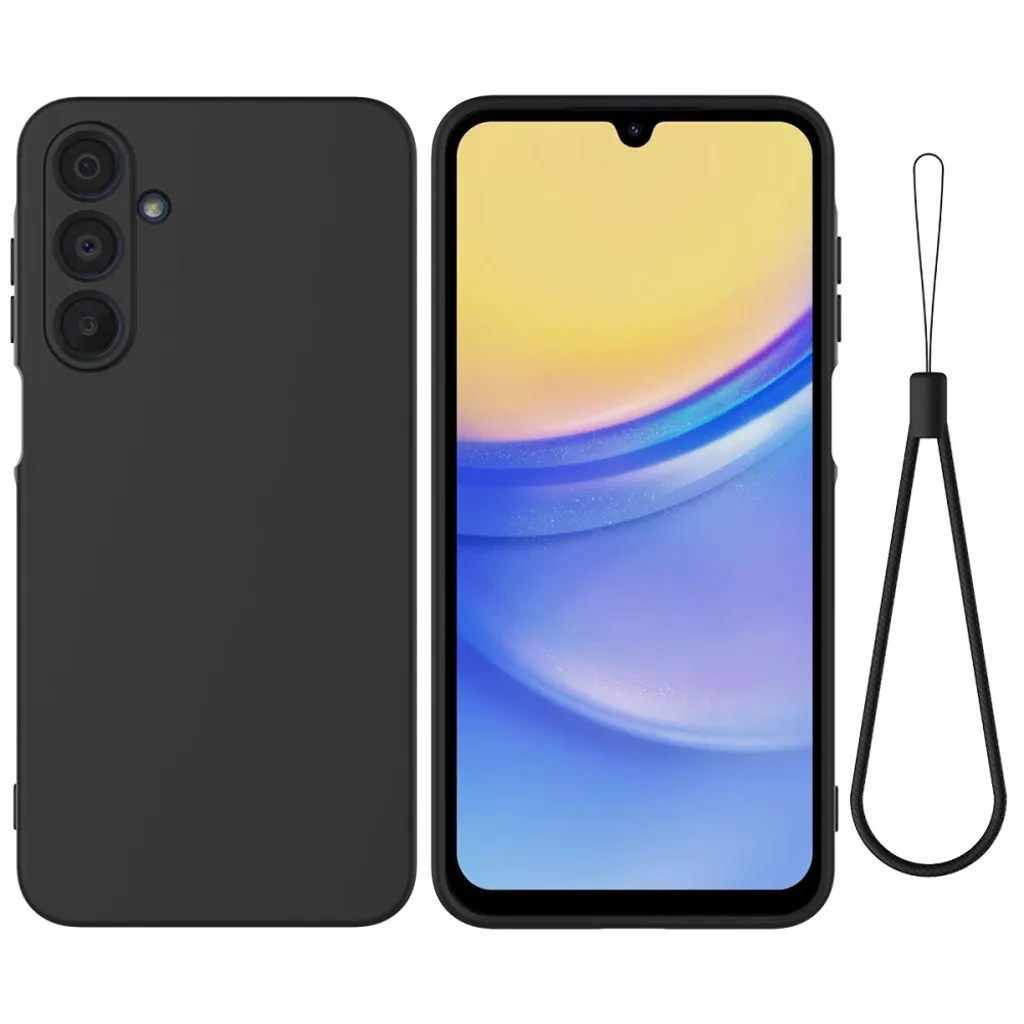 Samsung Galaxy A16 Silikondeksel med Håndstropp – Svart v:8243620 Samsung Galaxy A16 Silikondeksel med Håndstropp – Svart v:8243620