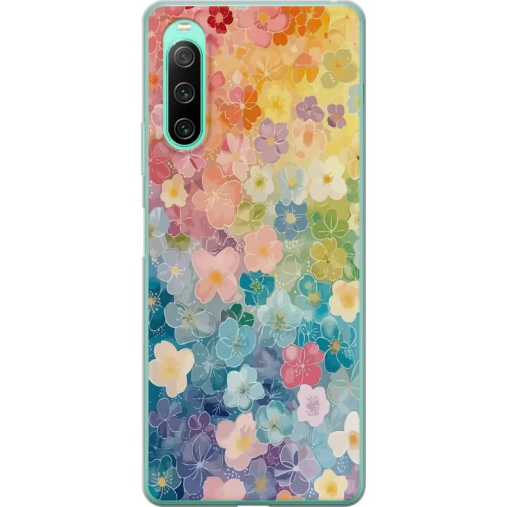 Sony Xperia 10 IV Gjennomsiktig Telefondeksel Miniatyrblommor v:3718728