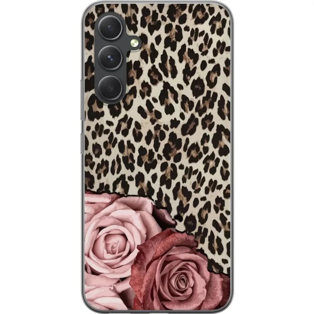 Samsung Galaxy S24 FE Gjennomsiktig Telefondeksel Leopardrosor v:6419757