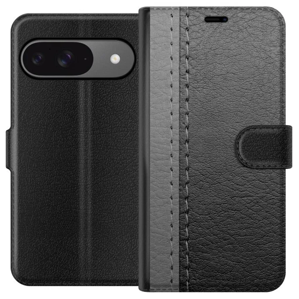 Google Pixel 9 Pro Sort Lommebokdeksel Grått Fake Läder v:5281230