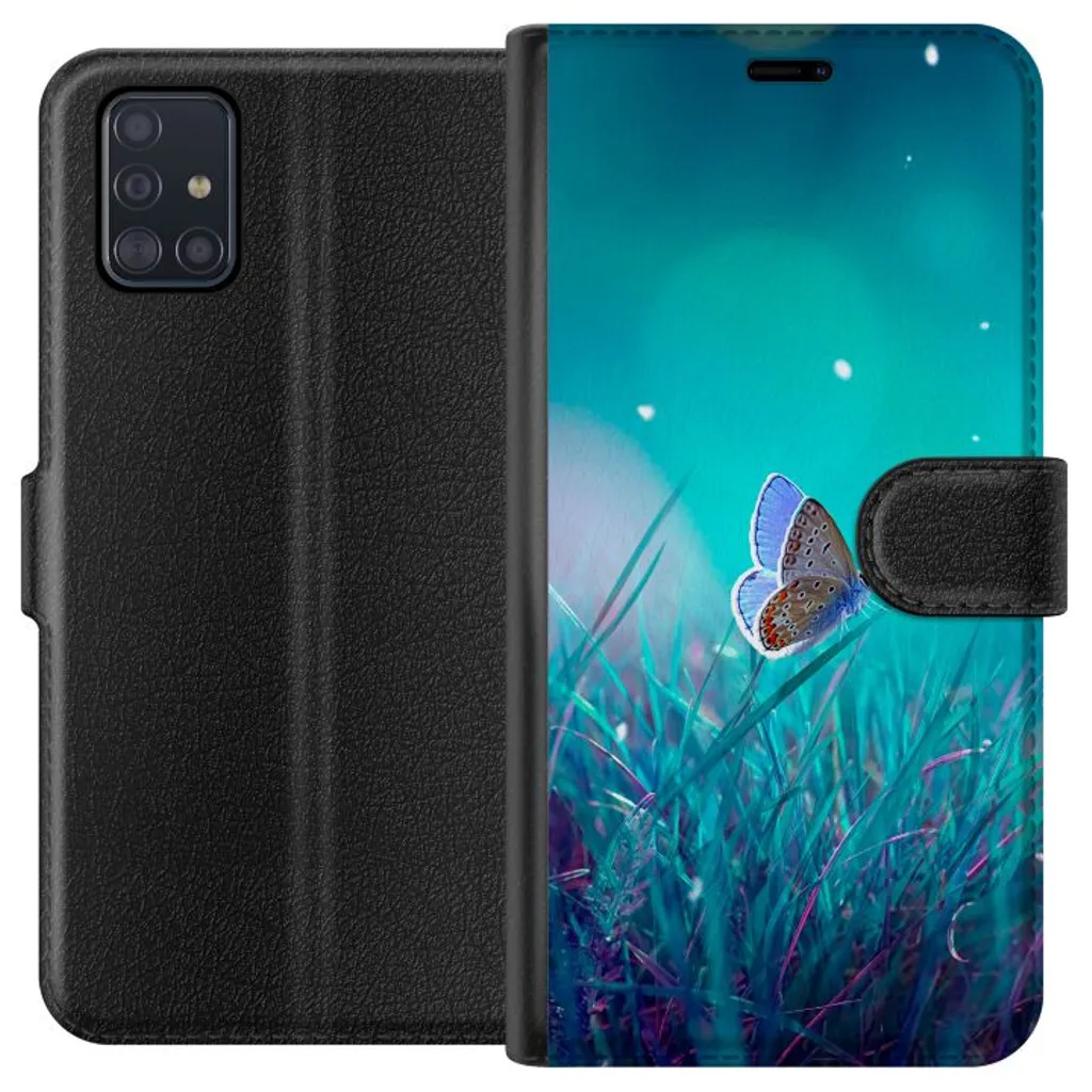 Samsung Galaxy A51 Sort Lommebokdeksel Blå fjäril v:2350800