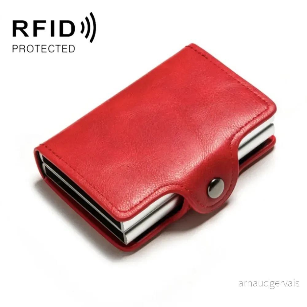 Automatisk pop-up metall RFID-kortholder – Rød v:3858679