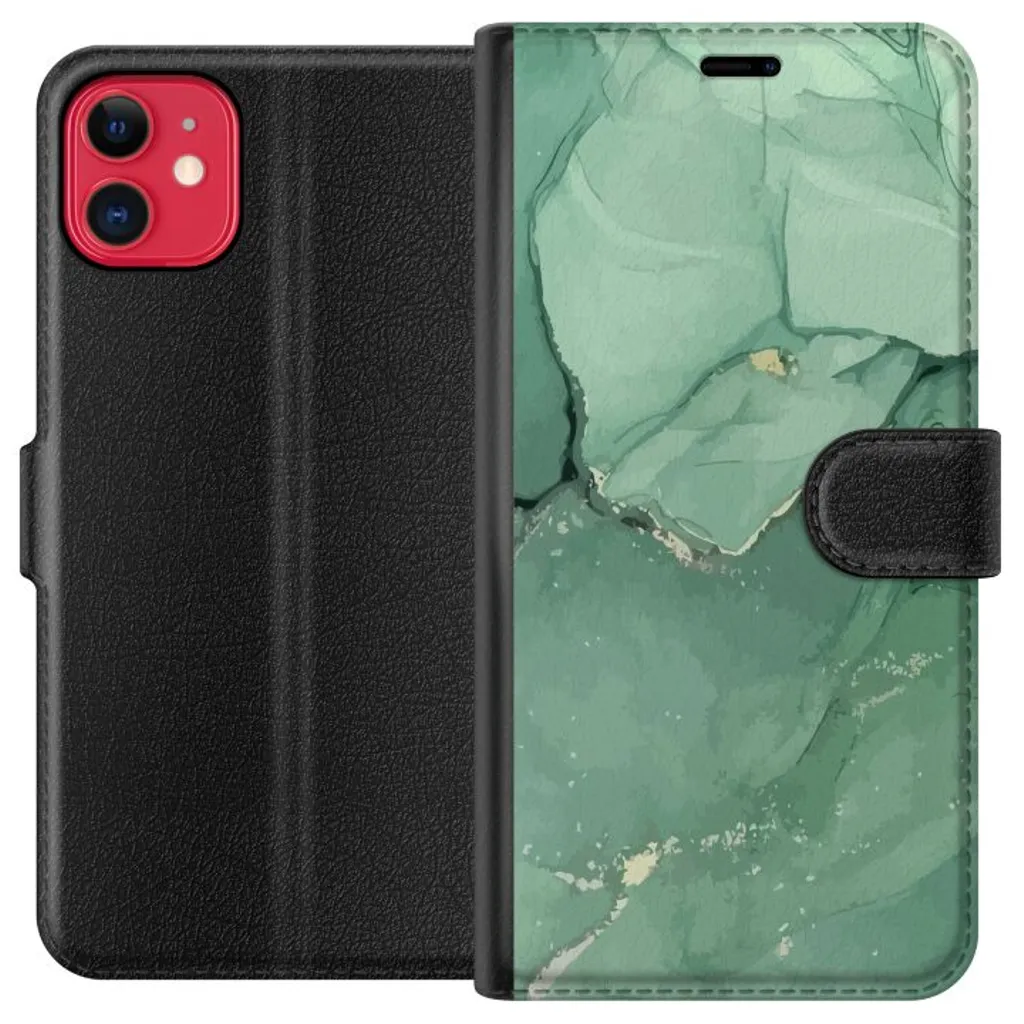 Apple iPhone 11 Sort Lommebokdeksel Grön Marmor v:7368872