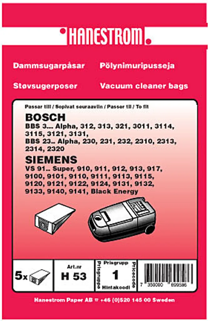 Støvsugerposer til Bosch BBS 3 Alpha 3131 v:5560508