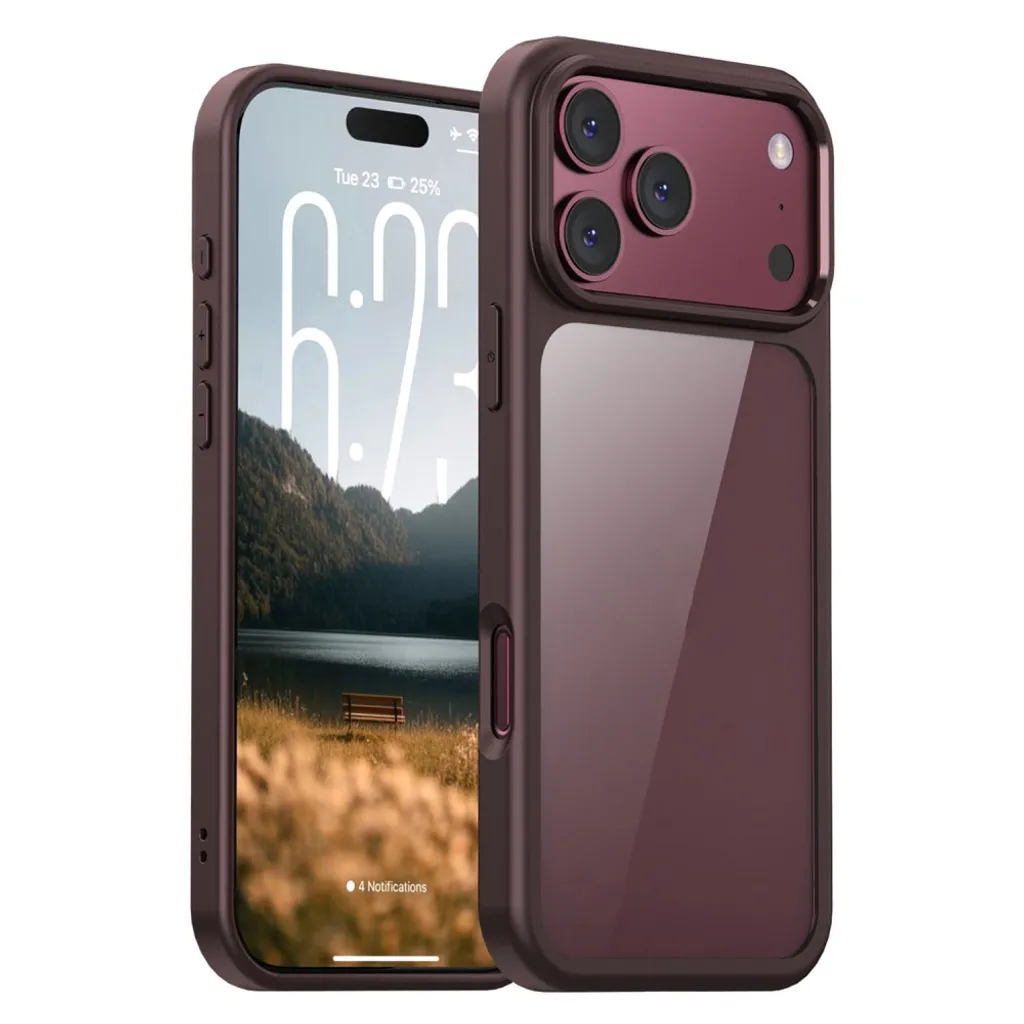 IPAKY iPhone 18 Pro Max/17 Pro Max Deksel med klar bakside – Vinrød v:2031089 IPAKY iPhone 18 Pro Max/17 Pro Max Deksel med klar bakside – Vinrød v:2031089