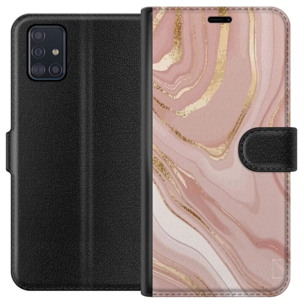 Samsung Galaxy A51 Sort Lommebokdeksel Ljusrosa marmor v:6583027
