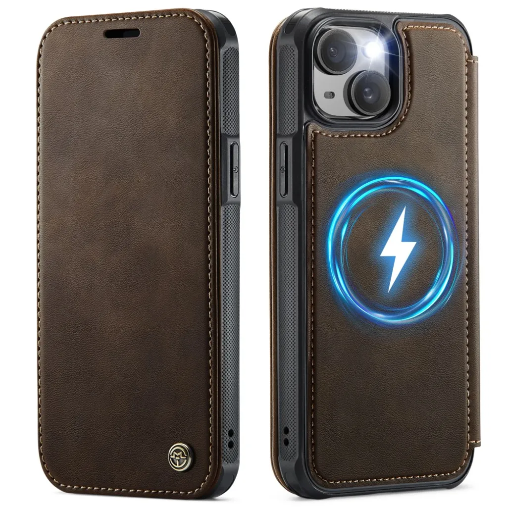 CASEME 053 iPhone 15 Plus/14 Plus Lommeboketui MagSafe RFID Blokkerende – Brun v:7471359
