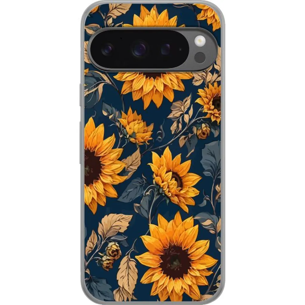 Google Pixel 9 Pro XL Gjennomsiktig Telefondeksel Solrosor v:6103877