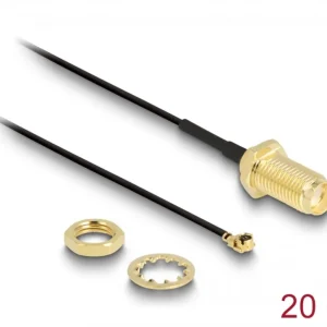 Delock antennekabel SMA hunnpanelmontering for I-PEX MHF I hann, 20 cm – svart v:1852170