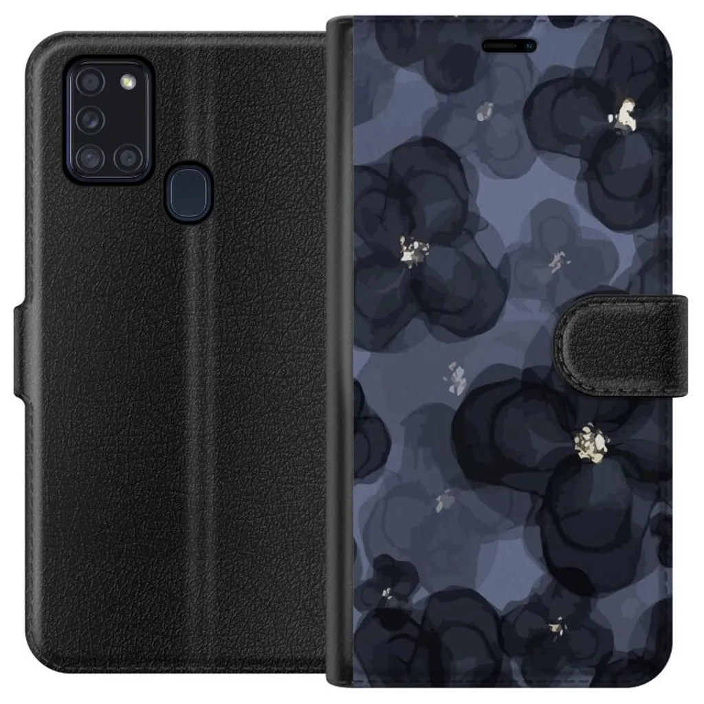 Samsung Galaxy A21s Sort Lommebokdeksel Blomsteräng v:8748332