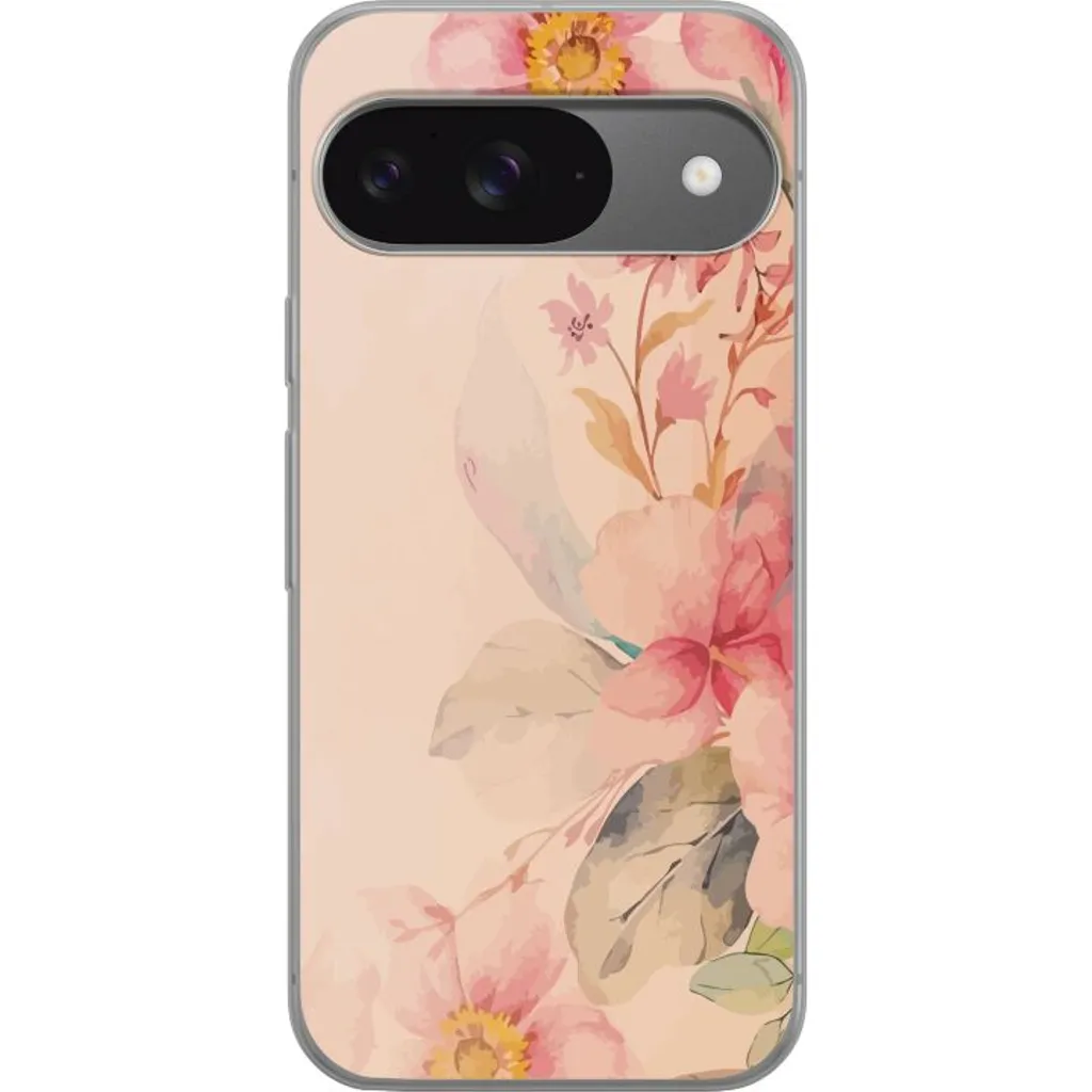 Google Pixel 9 Gjennomsiktig Telefondeksel Färgsprakande Blommor v:8985291