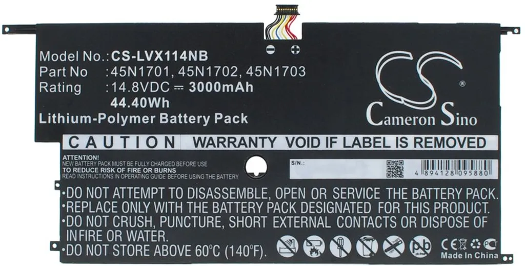 Batteri til Lenovo ThinkPad X1 Carbon(20A8-8S3BA00), 14.8V, 3000 mAh v:1320875