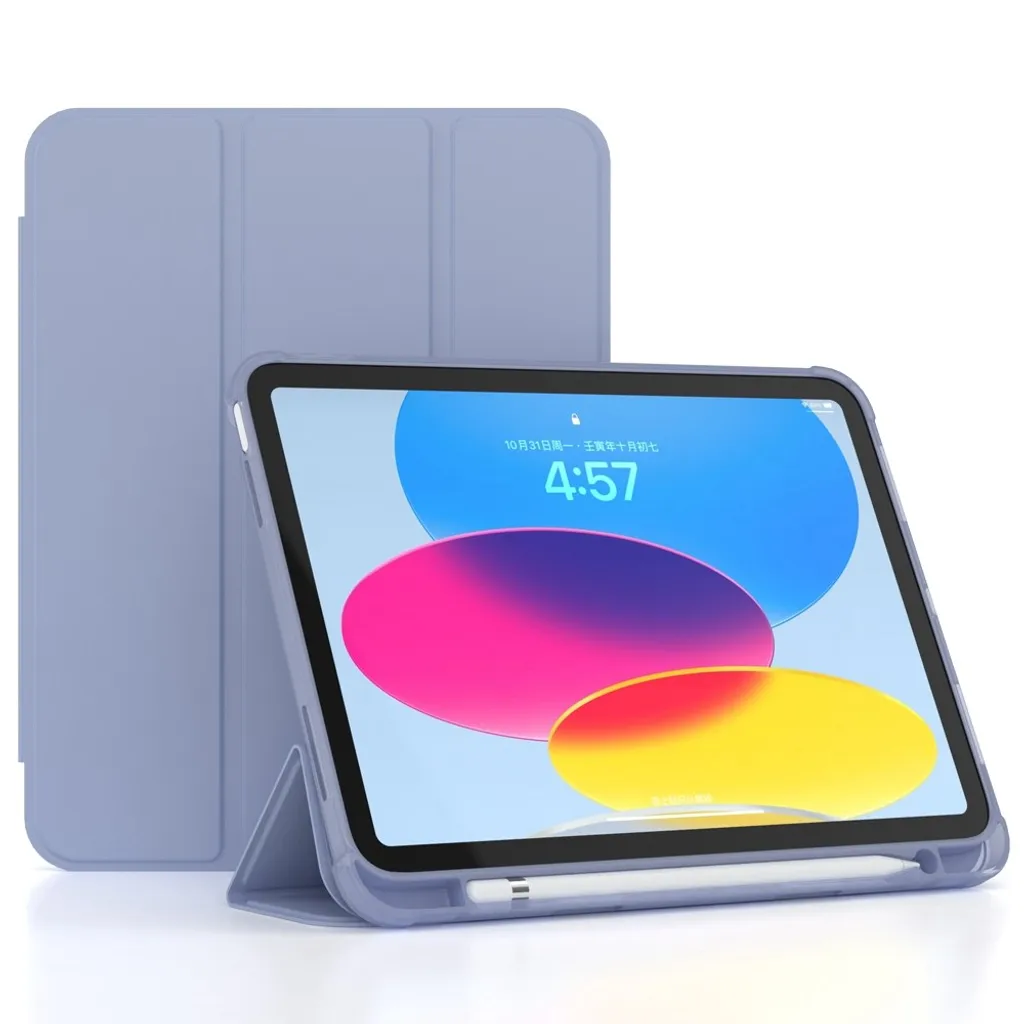 iPad A16 11" 2025/10.9" 2024 Tri-fold etui med holder for styluspenn – Lilla v:3521183