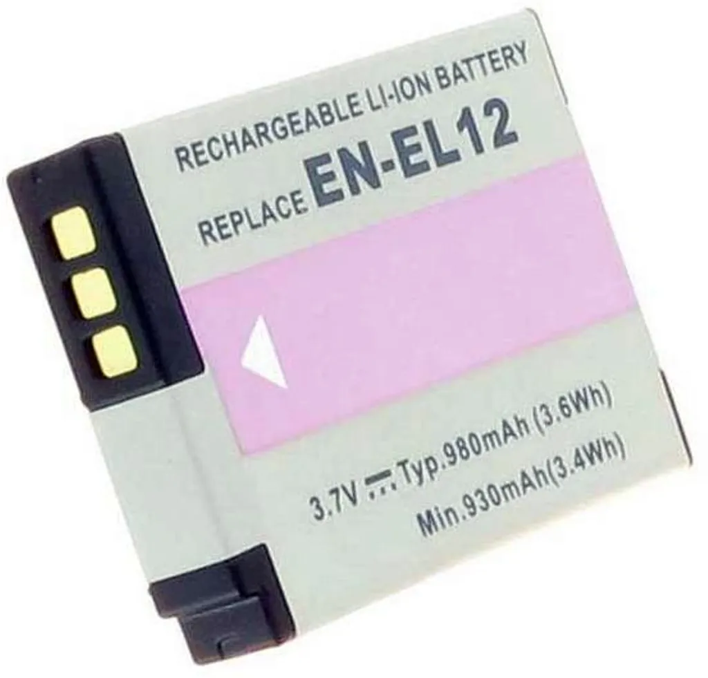 Batteri til EN-EL12 for Nikon, 3.6V (3.7V), 980 mAh v:1439607