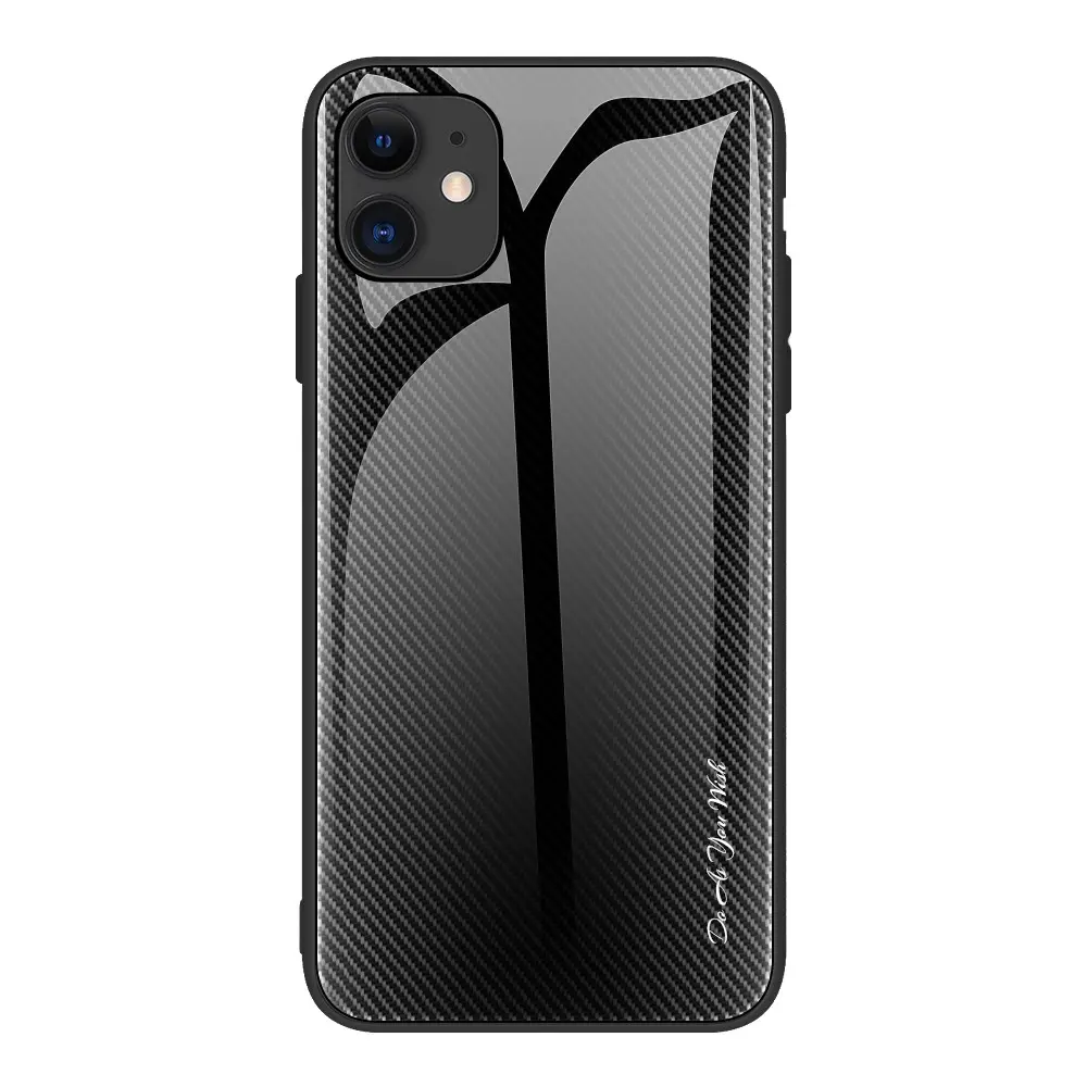 iPhone 12/12 Pro Deksel Karbonfibertekstur Glassbakside – Svart v:7072165 iPhone 12/12 Pro Deksel Karbonfibertekstur Glassbakside – Svart v:7072165