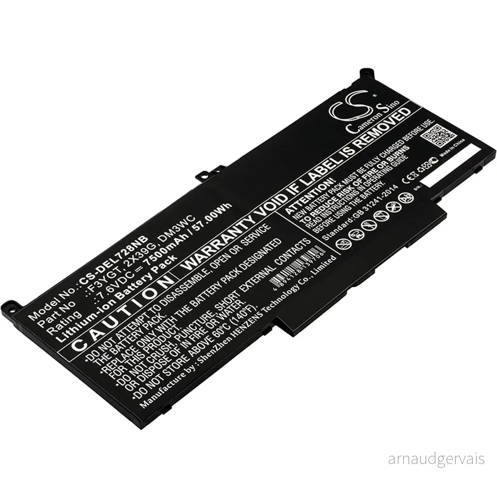 Batteri til 0F3YGT for Dell, 7.6V, 7500mAh v:8861099 Batteri til 0F3YGT for Dell, 7.6V, 7500mAh v:8861099