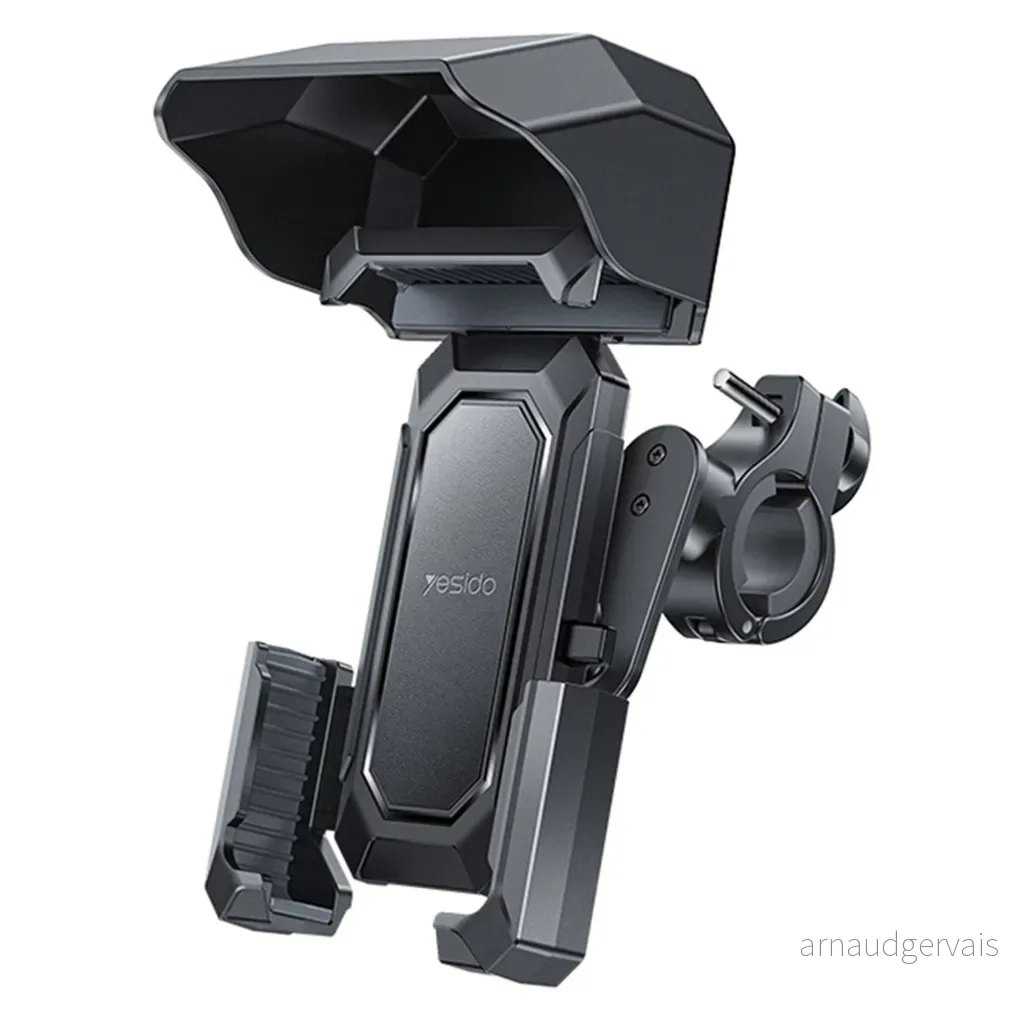 YESIDO C331 mobiltelefonholder med solskjerm for sykkel/motorsykkel/elscooter – Svart v:2609786