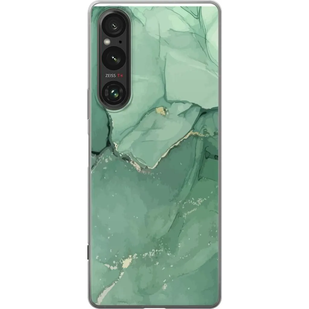Sony Xperia 1 V Gjennomsiktig Telefondeksel Grön Marmor v:4924280