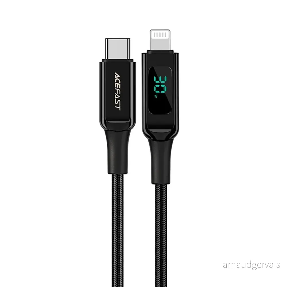 Acefast USB-C til Lightning MFI-kabel, 30W, 3A, 1,2m – svart v:4275643