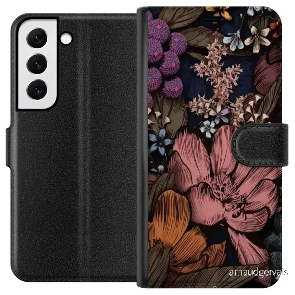 Samsung Galaxy S22 5G Sort Lommebokdeksel Tecknade blommor v:1506272 Samsung Galaxy S22 5G Sort Lommebokdeksel Tecknade blommor v:1506272