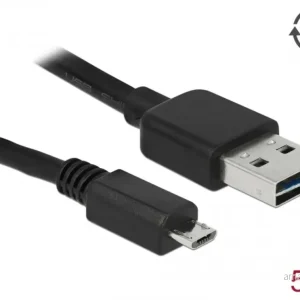 Delock EASY USB-A 2.0-kabel hann til USB 2.0 Micro USB-B hann 5m – Svart v:9822510
