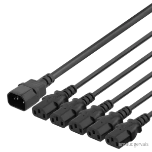 IEC C14 til 5x IEC C13 Y-splitter kabel 3m 10A/250V – svart v:6858639 IEC C14 til 5x IEC C13 Y-splitter kabel 3m 10A/250V – svart v:6858639