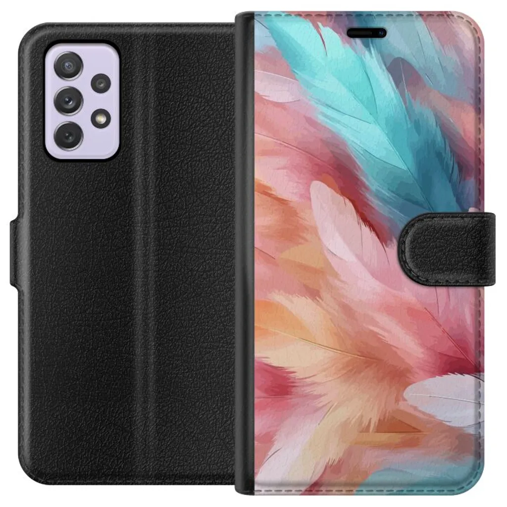 Samsung Galaxy A52s 5G Sort Lommebokdeksel Fjädrar v:2666195