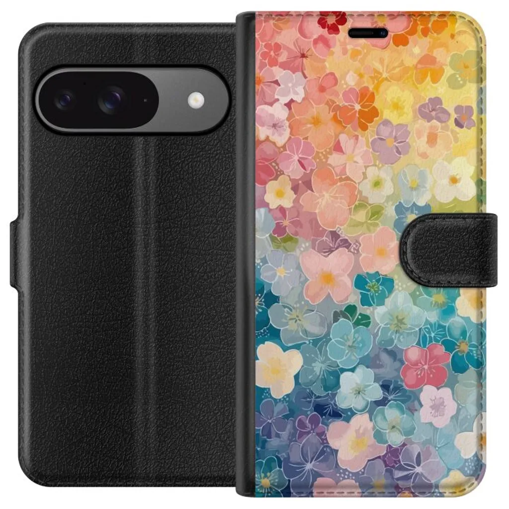 Google Pixel 9 Pro Sort Lommebokdeksel Miniatyrblommor v:7549142