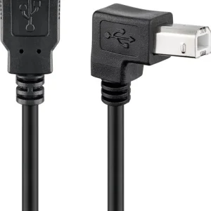 USB 2.0 høyhastighets skriverkabel, 90° vinklet, 2 m – svart v:8583701
