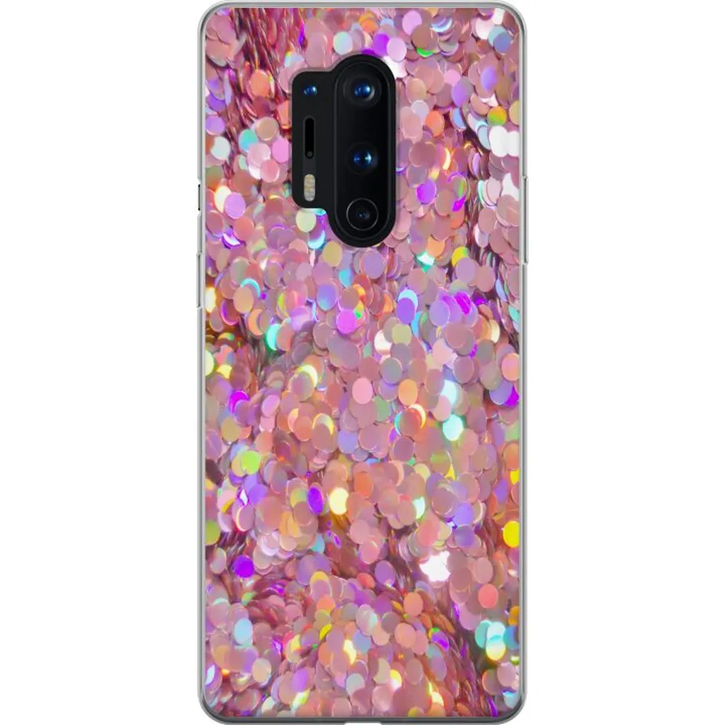 OnePlus 8 Pro Gjennomsiktig Telefondeksel Glitter v:8594329