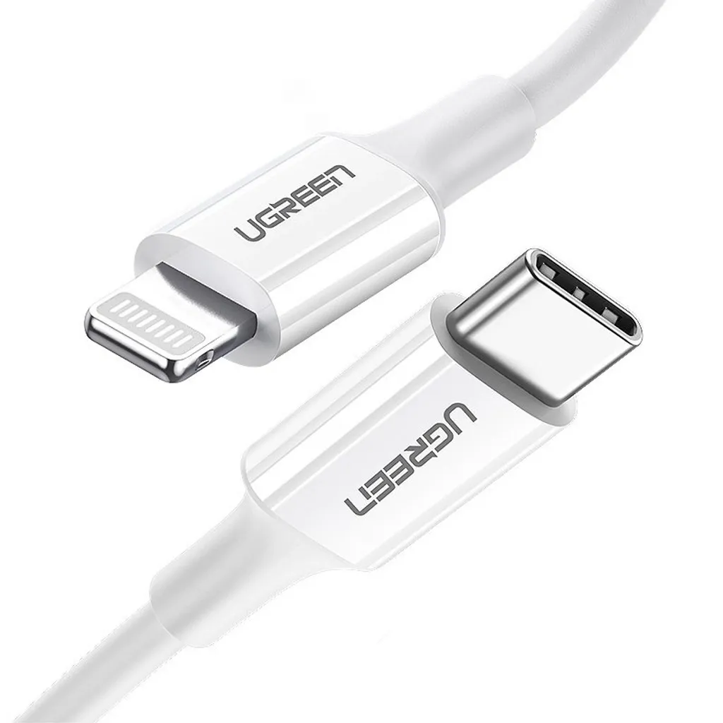 Ugreen USB-C til Lightning MFI PD-kabel 20W 480Mb/s, 1m – hvit v:3861383 Ugreen USB-C til Lightning MFI PD-kabel 20W 480Mb/s, 1m – hvit v:3861383