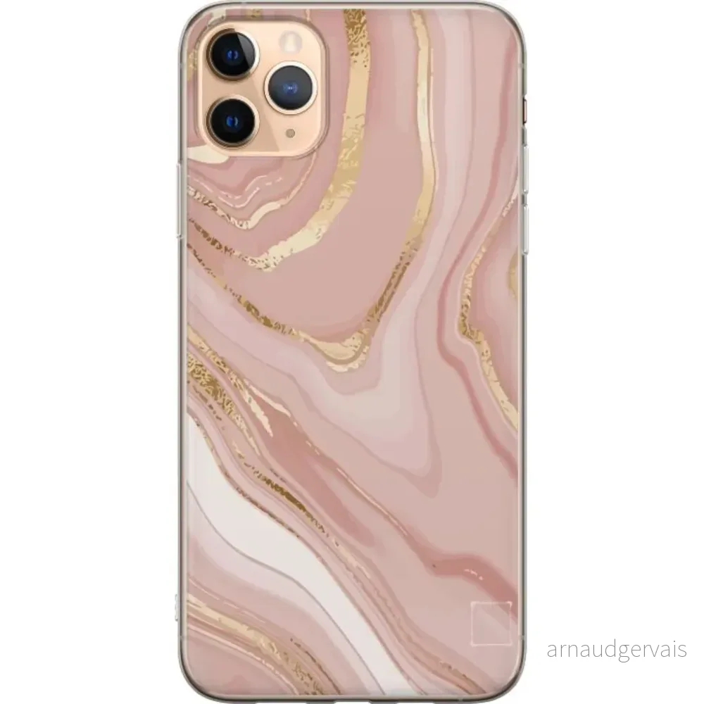 Apple iPhone 11 Pro Max Gjennomsiktig Telefondeksel Ljusrosa marmor v:4384137