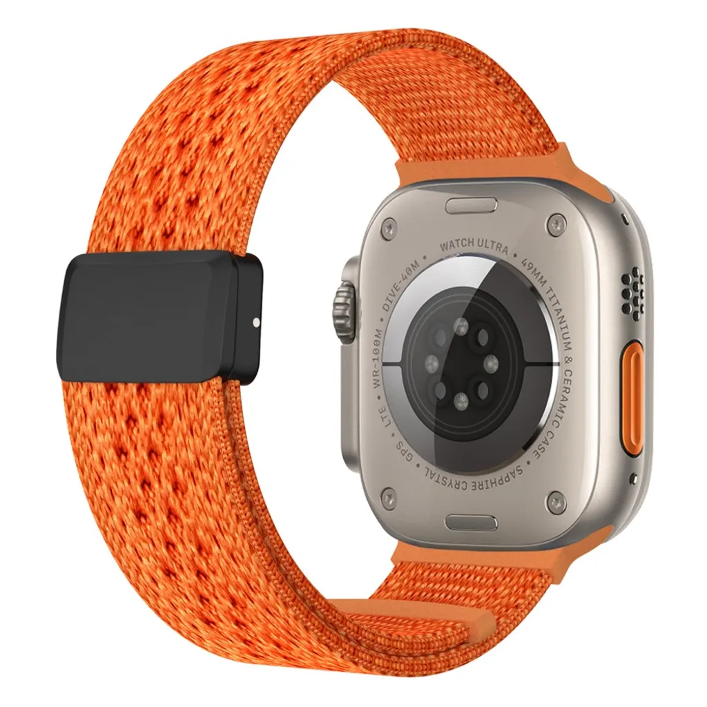 Apple Watch 49/46/44/42mm Klokkereim i nylonblonderdesign – Oransje v:4818489