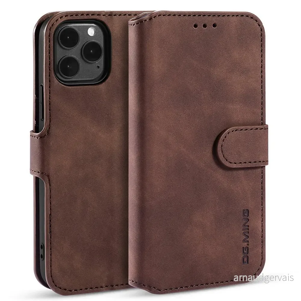 DG.MING Retro Lommeboketui til iPhone 13 Pro – Coffee v:5864815