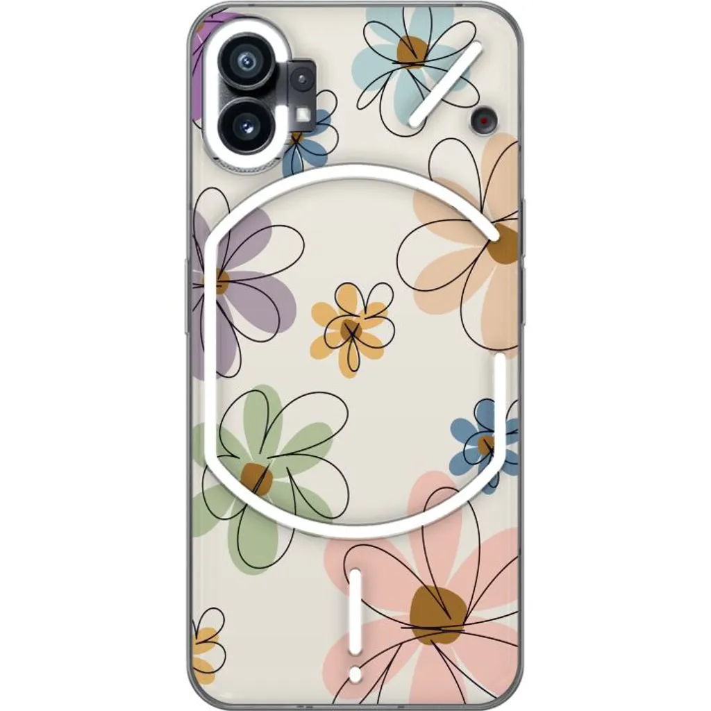 Nothing Phone (1) Gjennomsiktig Telefondeksel Tecknade Blommor v:2608067