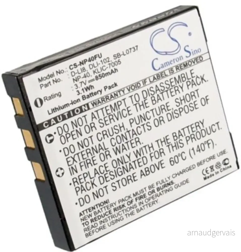 Batteri til Pentax Optio A10, 3.7V, 850 mAh v:5571367