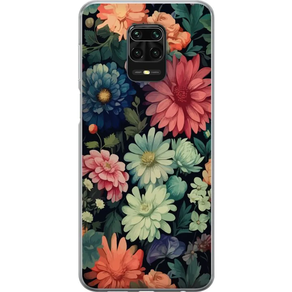 Xiaomi Redmi Note 9S Gjennomsiktig Telefondeksel Färglada blommor v:3040869