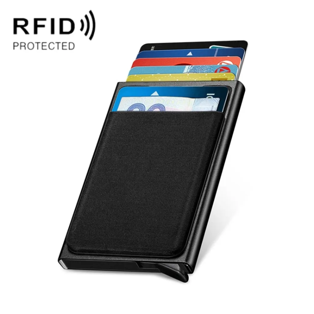 NEWBRING RFID-blokkerende metallkortholder – svart v:8899955