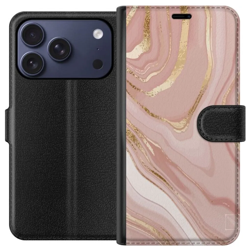 Apple iPhone 18 Pro Sort Lommebokdeksel Ljusrosa marmor v:1787847