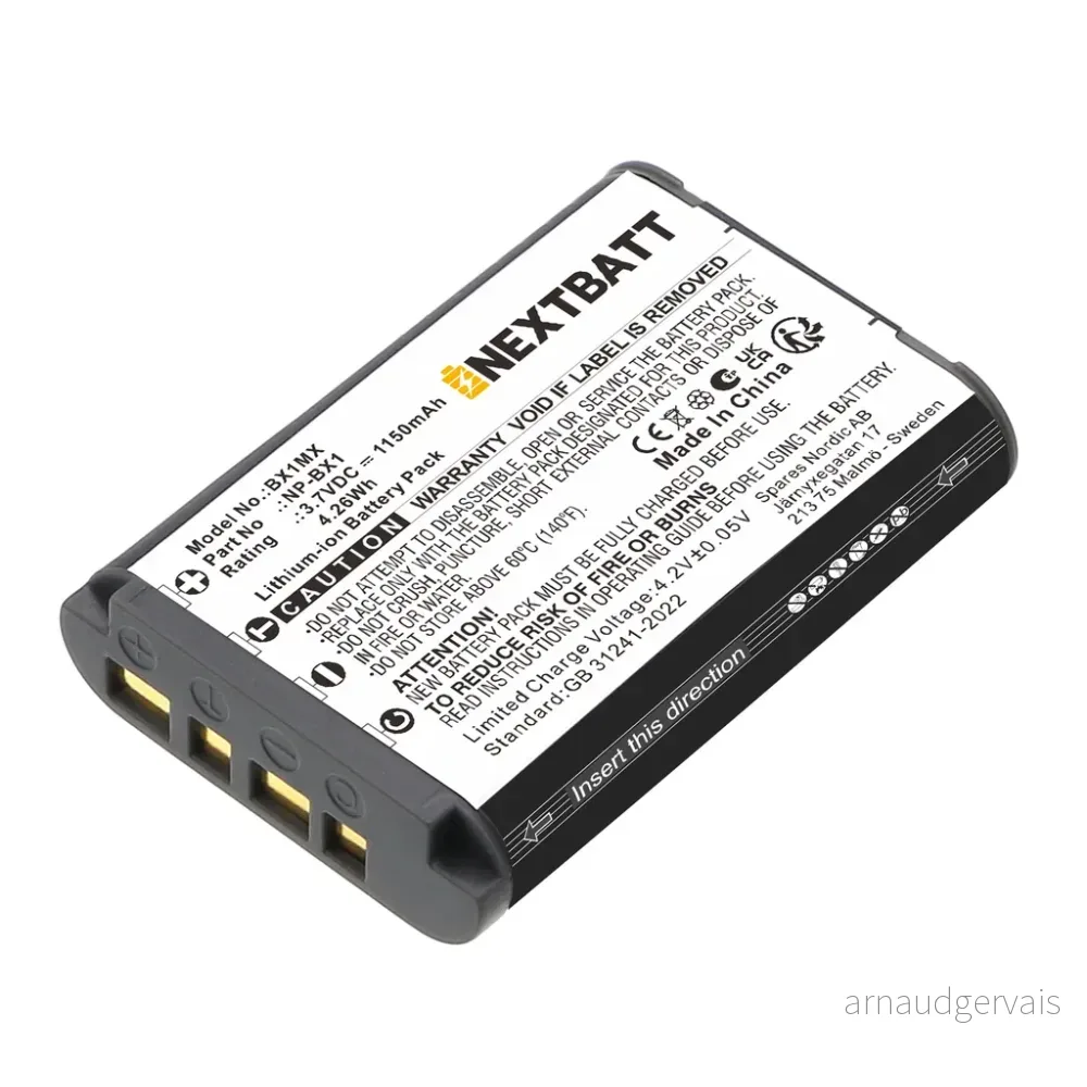 Batteri til Sony CX405 Handycam, 3,6 (3,7)V, 1150mAh v:9386626