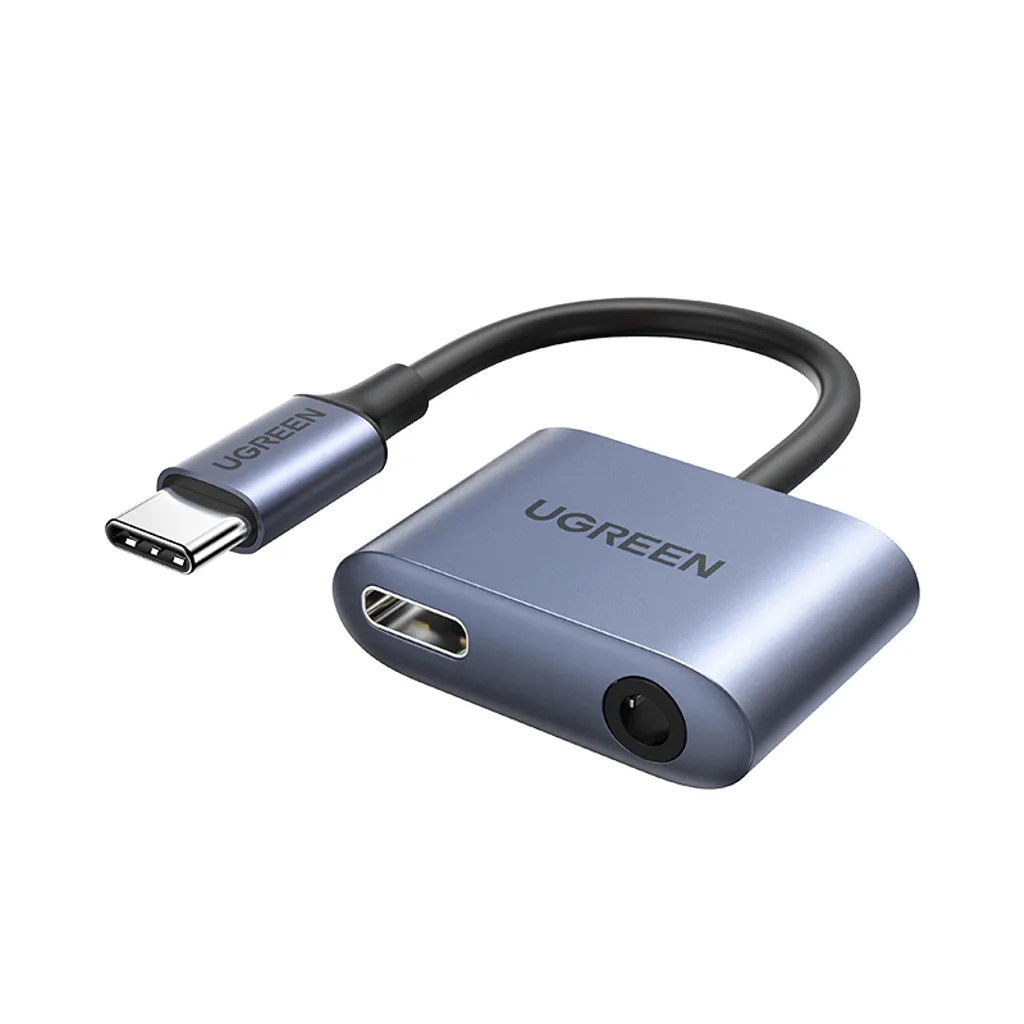 Ugreen audio adapter USB-C til USB-C/3,5mm PD QC grå (CM231) v:7343506