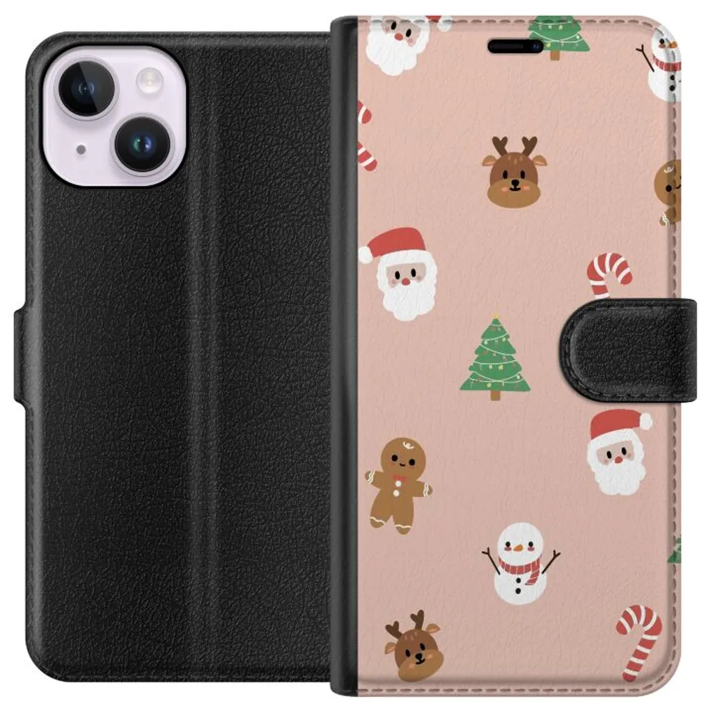 Apple iPhone 14 Sort Lommebokdeksel Klassisk Julfest v:1648559