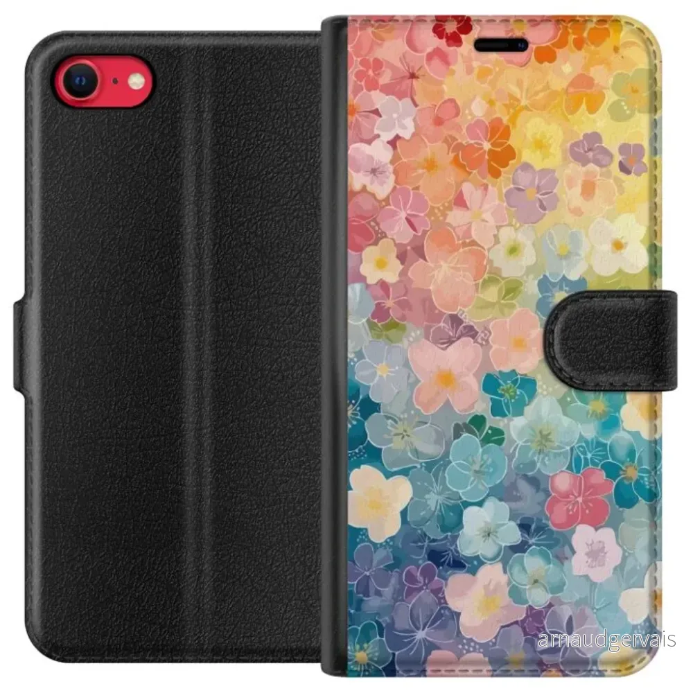 Apple iPhone SE (2022) Sort Lommebokdeksel Miniatyrblommor v:8622351