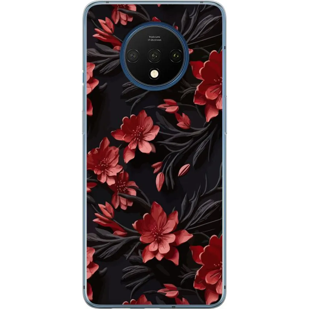 OnePlus 7T Gjennomsiktig Telefondeksel Intensiva blommor v:7789295